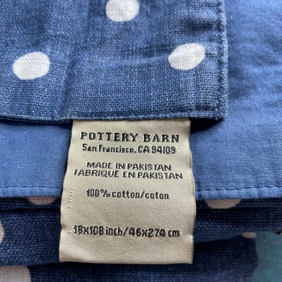 Pottery Barn Blue Soft Denim White Polka Dot Lot Sm Lg Napkins Table Runner - Picture 5 of 6